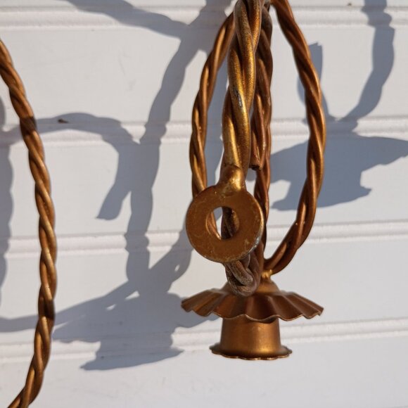 Homco Twisted Rope Gold Metal 5 Arm Candelabra Wall Hanging Candle Sconce Vtg - Picture 10 of 16